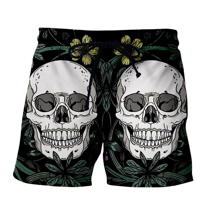 Stylish Mens Skull Swim Trunks Quick Dry Beachwear Sports Running Swim