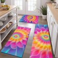thumbnail image 2 of Rainbow Tie Dye Floral Pattern Kitchen Rugs Sets Of 3,Kitchen Runner Rugs Non Skid Washable,Decorative Kitchen Floor Mats for Kitchen,Sink,Laundry,17"x30"+ 17"x47" + 17"x59", 2 of 6