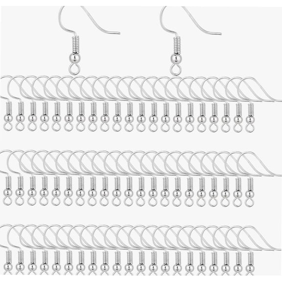 400 Pieces Stainless Steel Earring Hooks, Fish Hooks Ear Wires French Wire Hooks, Coil and Ball Style Nickel-Free Ear Wires for Jewelry Making, Silver