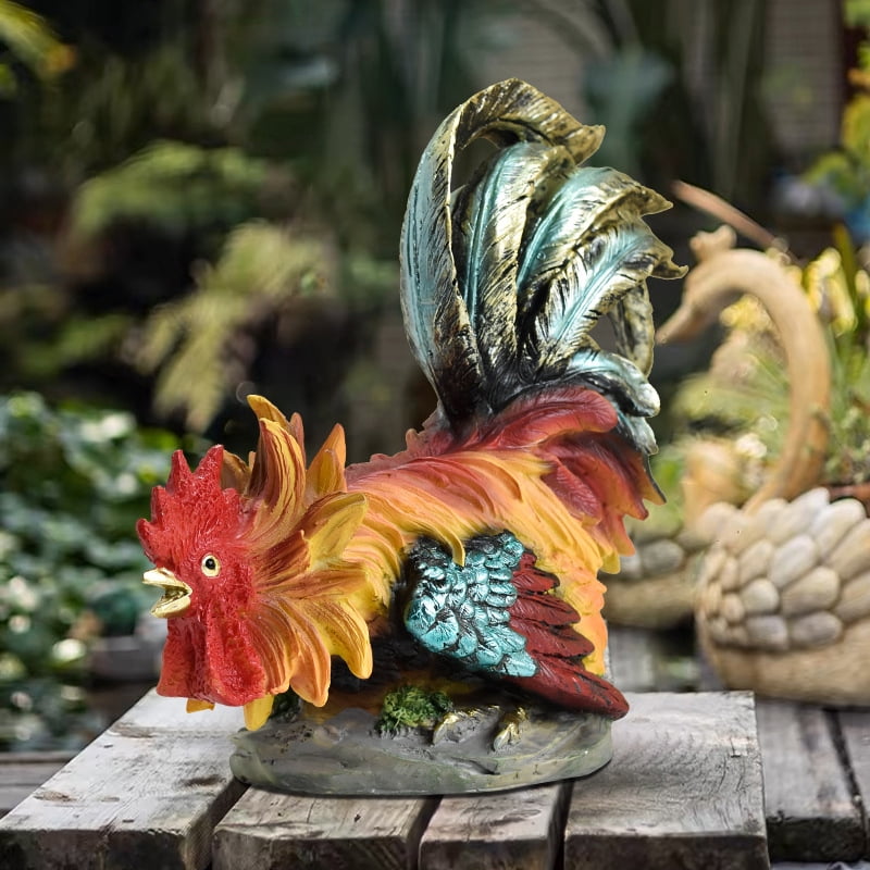 Rooster Decor, Chicken Animal Yard Art Lawn Ornament Figurines Artwork, Chicken Yard Art Sculpture Outdoor Figurines, Rooster Kitchen Decor for Backyard, Lawn, Patio Decoration