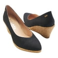 thumbnail image 3 of Roses Canvas V Cut Espadrille Wedges - Black / 7, 3 of 6
