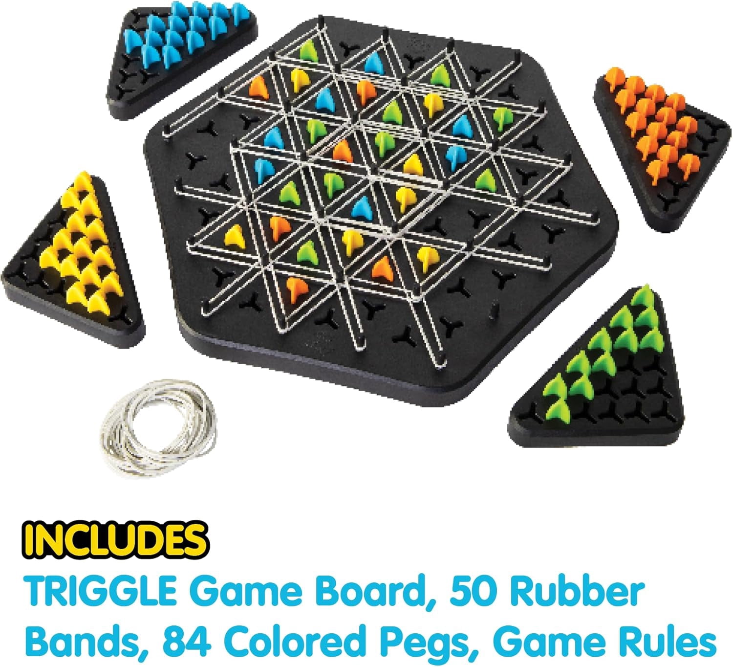 Triggle Triangle Chess Board Game - Board Games for Family Night - Strategic Game Play - Multi-Player Board Games - Builds Hand & Eye Coordination - Preschool Toys, Ages 8+