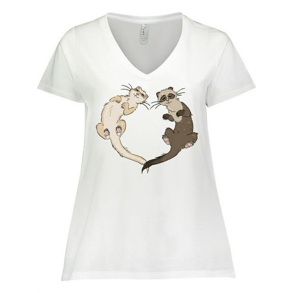 Inktastic Cute Ferret Heart Women's Plus Size V-Neck T-Shirt