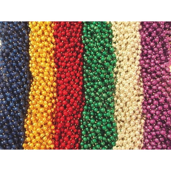 120 (10 Dozen) Mardi Gras Beads Carnival Parade Necklaces Lot Party Favors