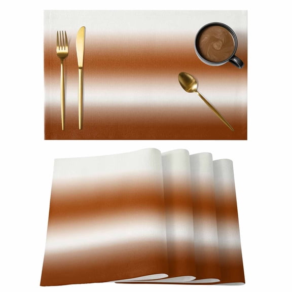 Burnt Orange Ombre Placemats Set of 6 Modern Gradient Abstract Aesthetics Art Place Mats Indoor Wipeable Table Mats Washable Dining Table Placemats for Kitchen Holiday Party Home Decor 13x19 Inch
