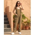 thumbnail image 3 of Lentta Women's Loose V Neck Harem Jumpsuits Sleeveless Spaghetti Strap Baggy Overalls with Pocket (DarkKhaki-S), 3 of 4