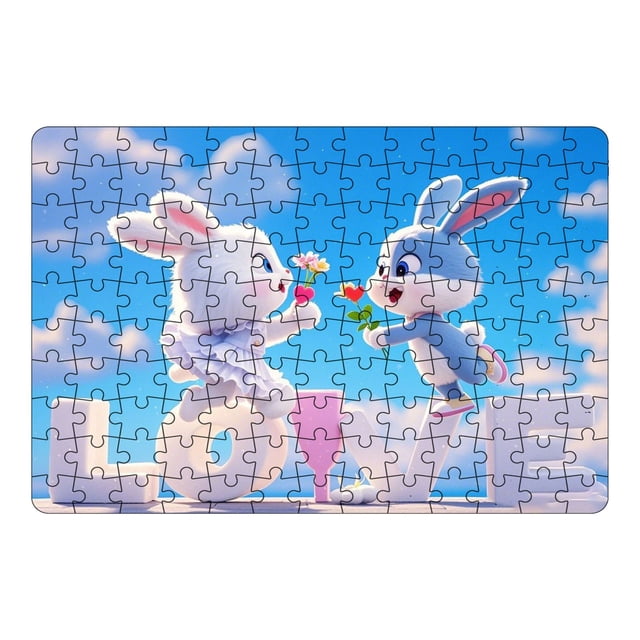 Valentine's Day Puzzle LOVE Series Cartoon Puzzles Fun Couple Warming Activity Home Decor Wall Hanging-A
