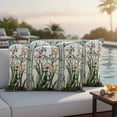 thumbnail image 2 of Outdoor Pillow Cover Butterfly Set of 2 Waterproof Throw Pillowcases Teal Green Leaves Floral Decorative Patio Furniture Pillows for Couch Garden Indoor & Outdoor Use, 2 of 9