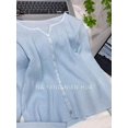 thumbnail image 1 of Suéter holgado con cuello en V y pequeño viento fragante para mujer, suéter, abrigo, oferta especial, cárdigan, novedad de 2024, 1 of 5