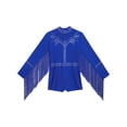 thumbnail image 3 of inlzdz Combinaison de Danse Latine à Franges pour Filles, Manches Longues, Bleu 10, 3 of 7