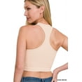 thumbnail image 3 of Zenana Women's Ribbed Seamless High Neck Nylon Cropped Racerback Tank Top, 3 of 4