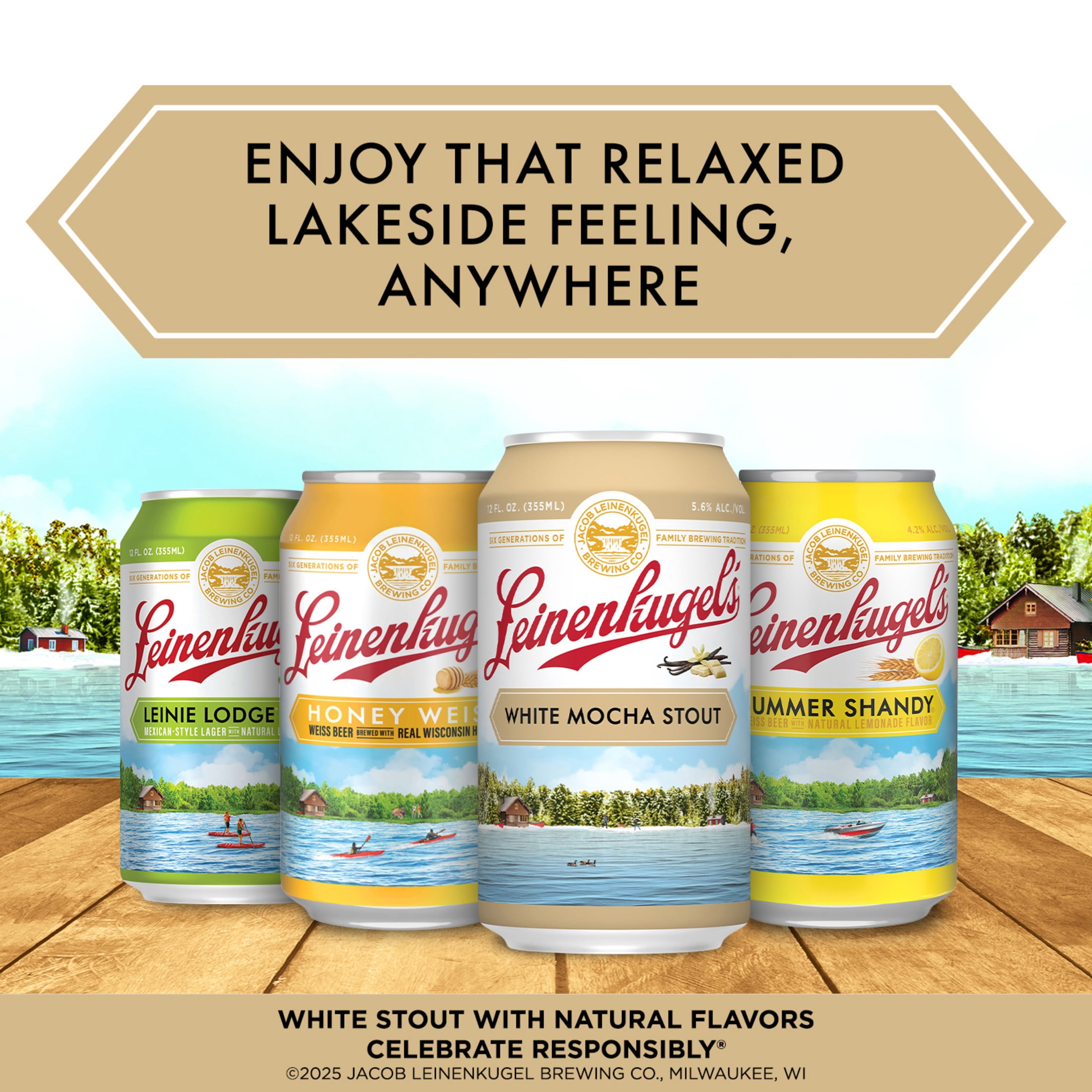 Leinenkugel's White Mocha Stout Craft Beer, 12 Pack, 12 fl oz Aluminum Cans, 5.6% ABV