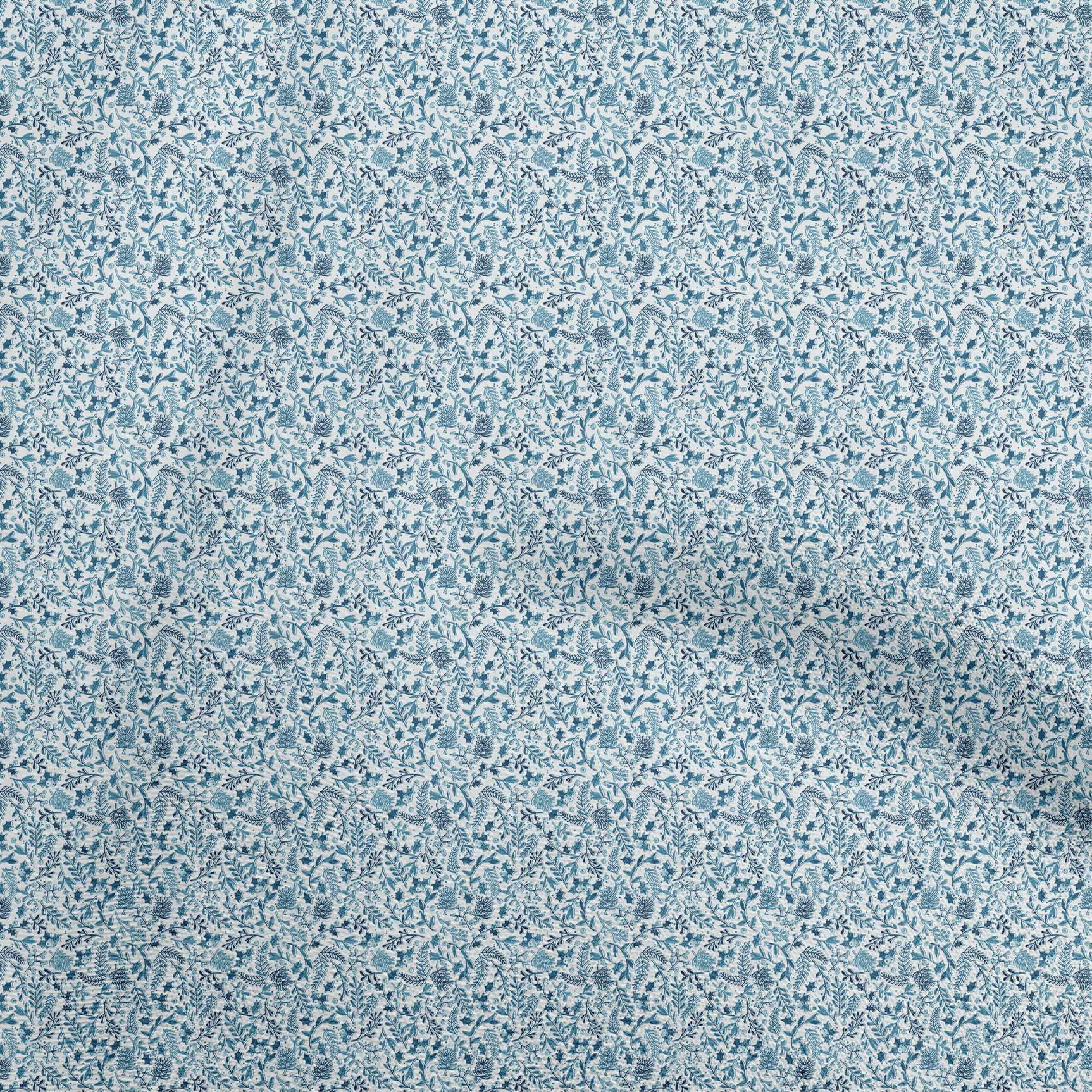 oneOone Polyester Spandex Blue Fabric Christmas Craft Projects Decor Fabric Printed By The Yard 56 Inch Wide