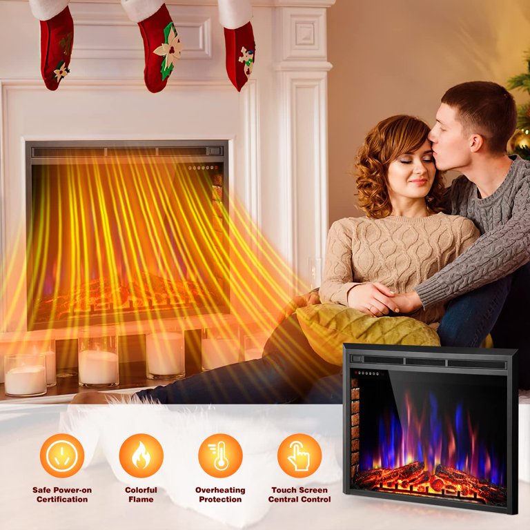 KISSAIR Electric Fireplace Insert, 39 inch Insert Electric Heater with  Touch Screen, Colorful Flame u0026 Timer Control, 750W-1500W and Classic Black  - Walmart.com