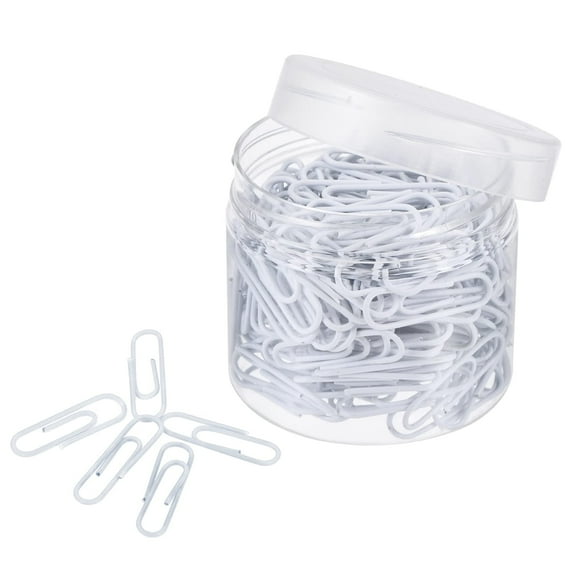 200 PCS Paper Clips Small Size 1.1 Inch Vinyl Coated to Prevent Tearing Pages with Box for Organize Office Home，white.