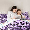 thumbnail image 5 of jejeloiu Cheetah Bowtie Queen Comforter Set,Purple Leopard Print Bedding Comforter Set For Adults Reversible 3-Piece, 5 of 8
