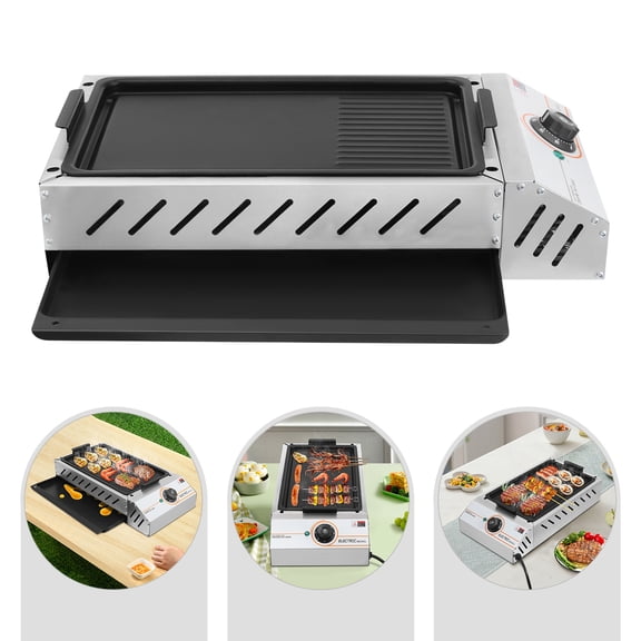 Stainless Steel Campfire Grill with 2.5KW Power, Adjustable Temperature, Non-Stick Surface, Perfect for Outdoor Cooking and Barbecues