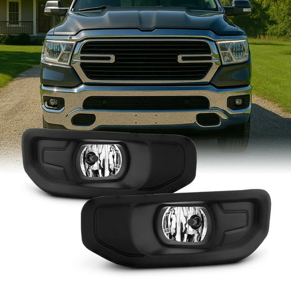 AKKON - Fits 2019-2024 RAM 1500 [Halogen Type] Bumper Fog Lights Driving Lamp Pair Driver Passenter w/ Switch Bulb