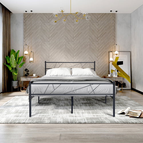 Full Size Metal Bed Frame Platform With Storage Mattress Bedroom Furniture Space