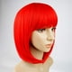 thumbnail image 4 of Peluca Bob roja con flequillo Pelucas Bob cortas de fibra sintética de 12 pulgadas para mujeres Pelucas Bob cortas y peluca Bob de Cosplay de Halloween con una gorra (rojo), 4 of 5