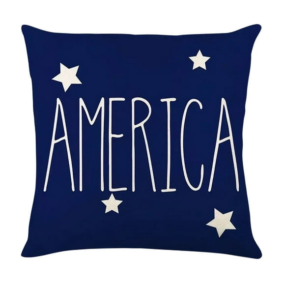 Bless Our Home America Stars Throw Pillow Covers, 18 x 18 Inch 4th of July Patriotic USA Flag Cushion Case for Sofa Couch, Independence Memorial Day