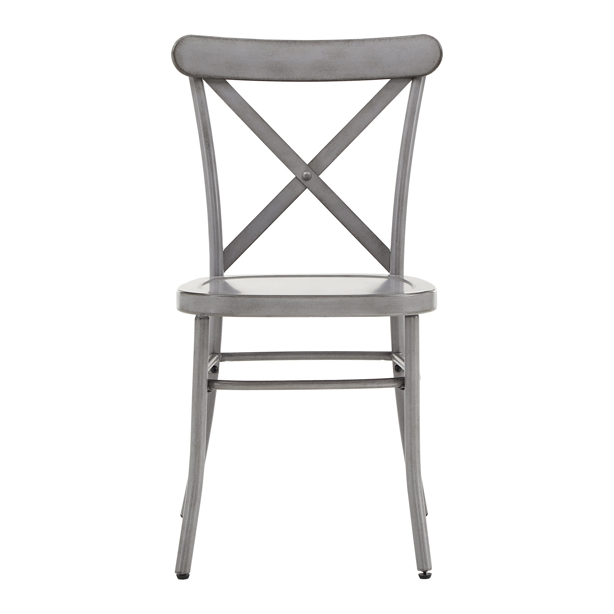 Weston Home Perry X-Back Metal Dining Chairs, Set of Two, Antique Grey