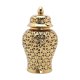 thumbnail image 2 of Jarrón de porcelana hueco para encimera con tapa, estilo tarro de templo, decoración para el hogar Dorado 19cmx36cm, 2 of 4