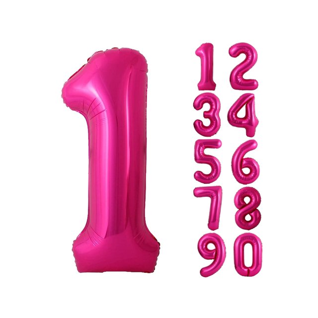 40 Inch Hot Pink Number Balloon, Large Size Jumbo Digit Mylar Foil Helium Bright Pink Balloons For Birthday Party Celebration Decorations Graduations