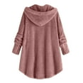 thumbnail image 5 of Womens 2025 Winter Long Sleeve Button Down Fuzzy Fleece Open Front Hooded Cardigans Jackets Coats Outerwear with Pocket, 5 of 9