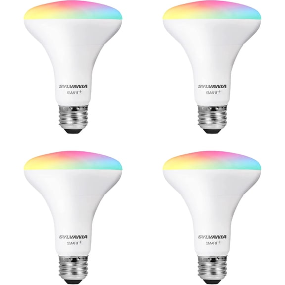 Sylvania WiFi LED Smart Light Bulb, 65W Equivalent Full Color and Tunable White BR30, Dimmable, Works with Alexa Google Home Only - 4 Pack (75688)