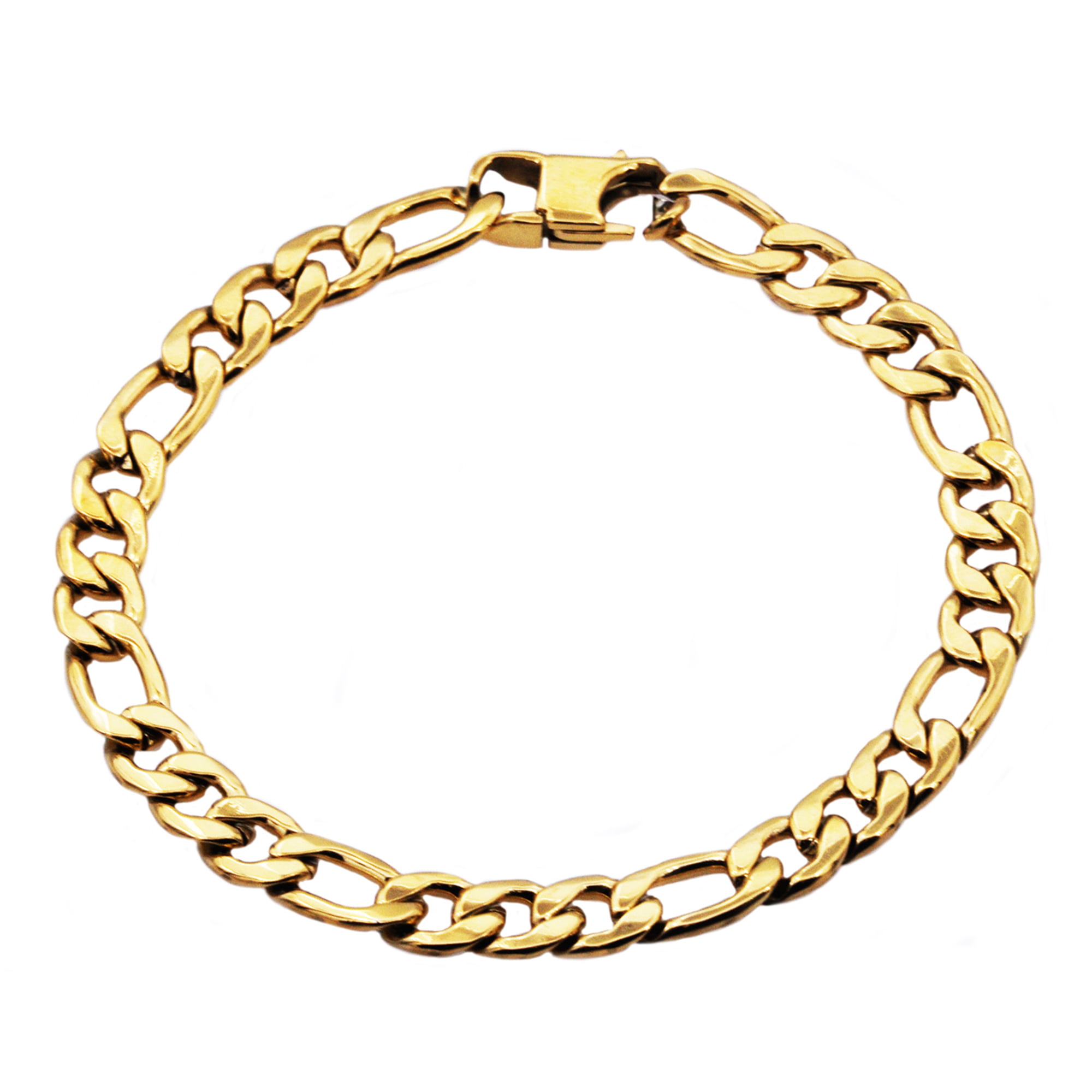 Arista Gold Plated Solid Stainless Steel Men's Figaro Link Chain ...