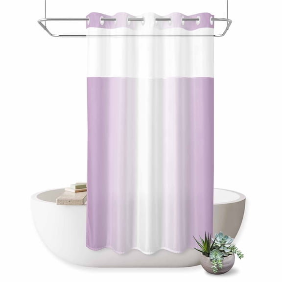 No Hook Shower Curtain, Light Purple Ombre Shower Curtains for Bathroom with See Through Top Window, Modern Gradient Abstract Art Waterproof & Washable Bath Curtain Small Stall 36"x78"