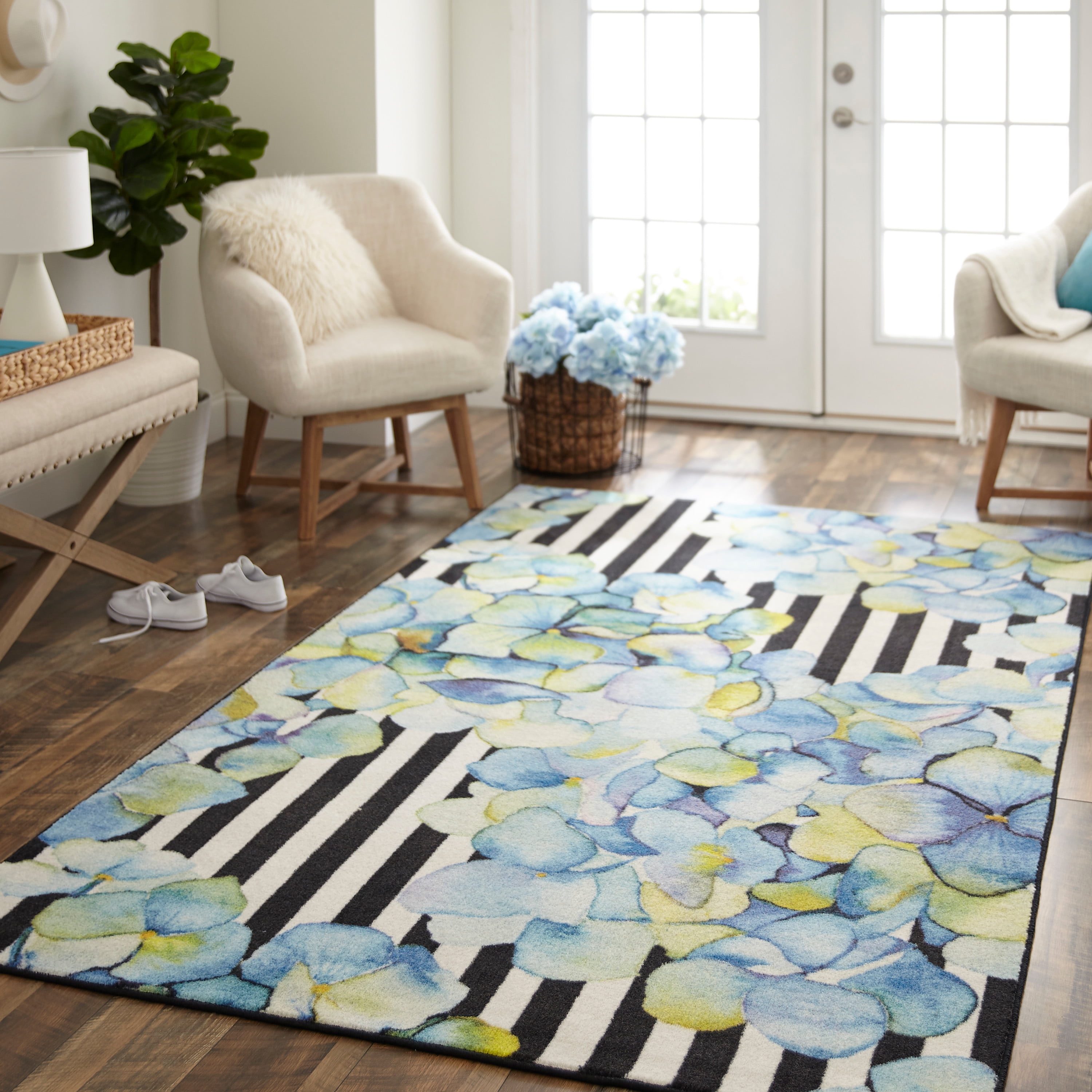 Mohawk Home Prismatic Pattern Mix Medium Blue Contemporary Floral