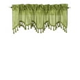 thumbnail image 3 of 1Pc Wave Green Apple color waterfall valance with tassels faux silk rod pocket semi sheer ascot dressing window 55" wide X 18" long for kitchen décor, 3 of 5
