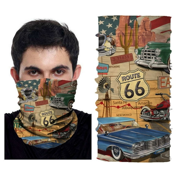 Seamless Full Face Tube Bandanas Multifunctional Headwear Balaclava Mask Neck Gaiter, US Route 66 3