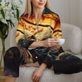 thumbnail image 5 of KLL Underwater Treasure Chest Print Women's Long Sleeve Pajamas with Pants Sleepwear Loungewear 2 Set-Small, 5 of 7