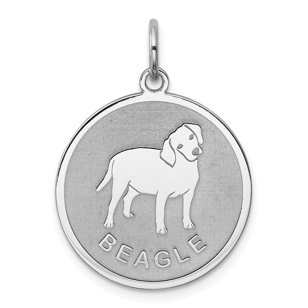 19mm x 26mm Solid 925 Sterling Silver Beagle Disc Pendant Charm