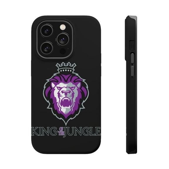 DistinctInk Tough Case for Apple iPhone 15 PRO (6.1" Screen), Compatible with MagSafe Charging - King Of The Jungle