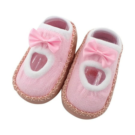 

Baby Boys Girls Anti Slip Floor Infant Cotton Bow Soft Insole Shoes Socks