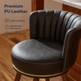thumbnail image 5 of Ninecer Counter Height Bar Stools Set of 4, 24" Swivel Round Seat Bar Chairs with Low Back, PU Leather Modern Counter Stools with Footrest for Kitchen Island, Dining Room or Home Bar, Black, 5 of 8