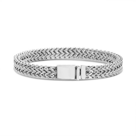 Reinforcements Wavy Design Foxtail Bracelet in Silver Plated Stainless Steel for Men