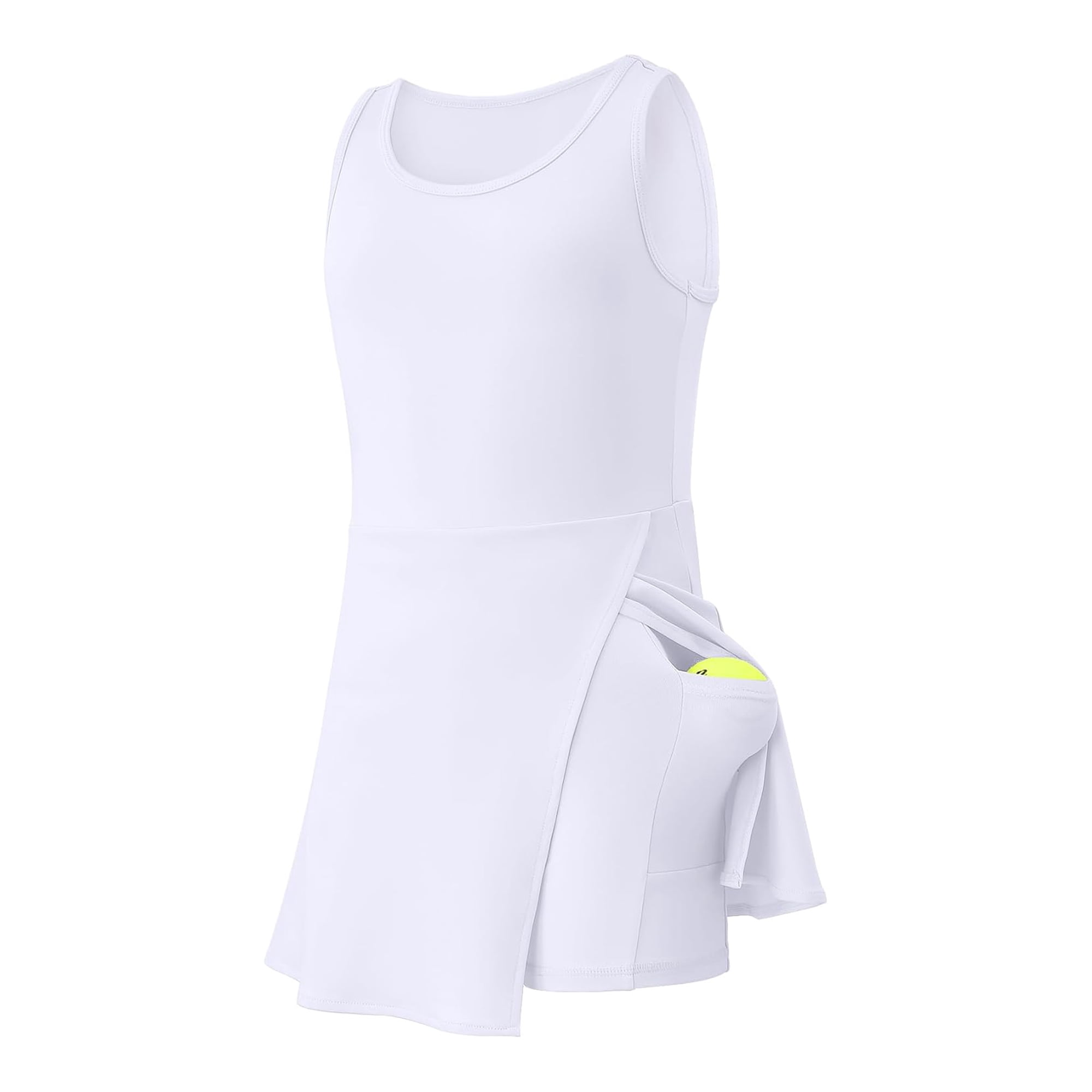 Big Girls Golf Tennis Sports Sleeveless Athletic Active Dress with Safety Inner Pockets Shorts