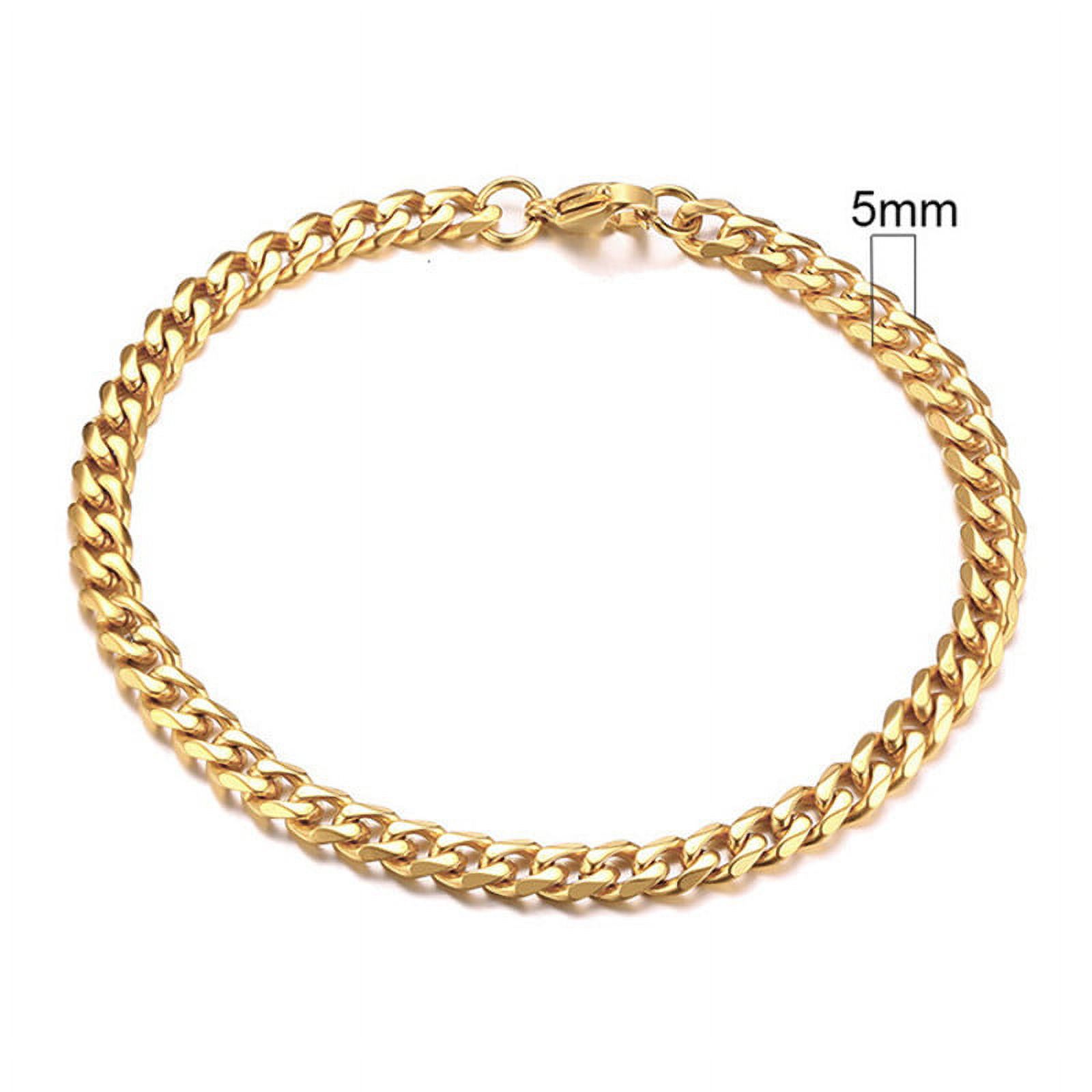 Lordgold Mens Simple 9mm 14K Yellow Gold Curb Cuban Link Chain Bracelets for Women Unisex Wrist Jewelry Gifts