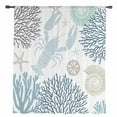 thumbnail image 2 of Blue Beige Coastal Semi Sheer Curtains Drapes for Living Room, Bedroom, French Doors Window 63 Inches Long, Summer Lobster Coral Nautical Rod Pocket Chiffon Curtain Drapery Voile Draperies Panel, 2 of 6