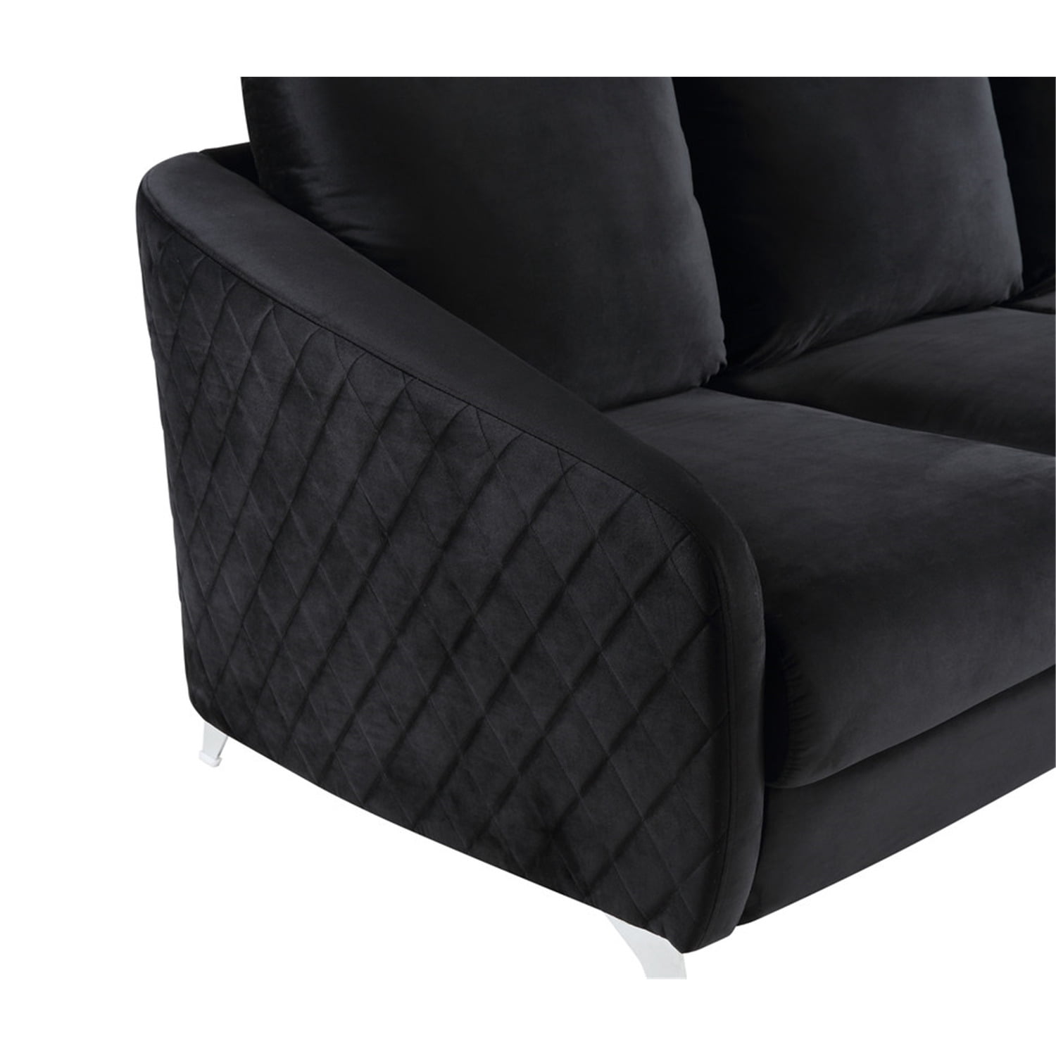 Sofia Black Velvet Elegant Modern Chic Loveseat Couch