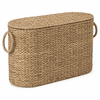 Natural Seagrass Toilet Paper Storage Basket with Lid, Wicker Bathroom Organizer Holder for 6 Regular Rolls