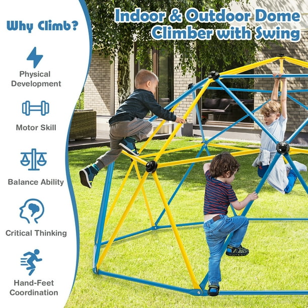 Gymax 10 FT Climbing Dome w Swing Outdoor Kids Play Jungle Gym Walmart