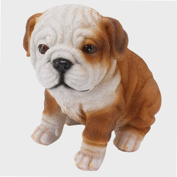 English Bulldog Puppy Statue, Lifelike Creative Cute Resin Bulldog Sculpture for Garden Lawn Porch Decoration Animal Figurine Indoor Outdoor[B]