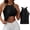 Black, variant on Womens Halter Crop Tank Top with Built in Bra Sleeveless Fitted Camisole for Casual & Workout