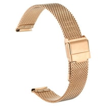 Uxcell Stainless Steel Mesh Watch Band 14mm Quick Release Adjustable Metal Replacement Watch Strap for Men Women, Rose Gold